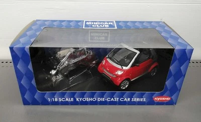 Kyosho 1/18 Smart Fortwo Cabrio Red Black Silver Diecast Model 09101R Japan - Image 1 of 4