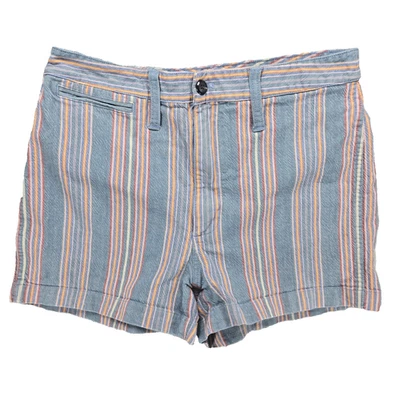 Madewell Emmett 短裤蓝色复古彩虹条纹 30 码高腰 L0210 — 第 1/4 张图片