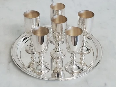 6 copas cordiales chapadas en plata W & S BLACKINTON Co. ~ bandeja para servir Sheridan de 8" Foto 1 de 4