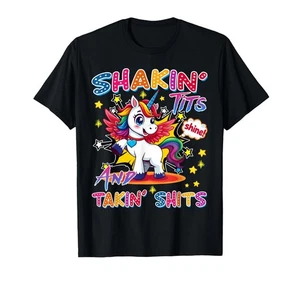 Camiseta negra para mujer mediana Shakin' T**s y Takin Sh**s humor adulto sucio - Imagen 1 de 1