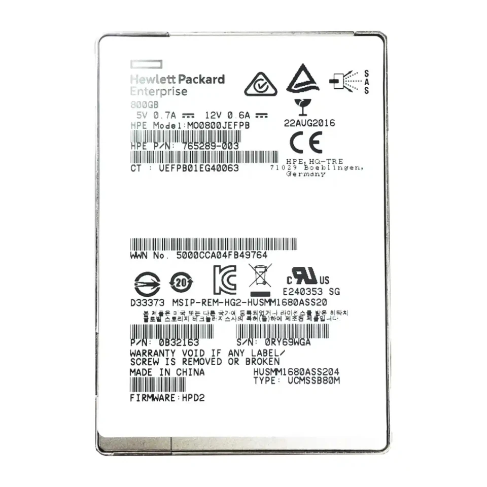 HP 765289-003 800GB SFF 2.5in SAS-3 12G SSD - Image 1 of 1