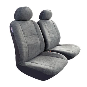 Car Seat Covers For Toyota Landcruiser 80 Series Grey Front Set Faux Sheepskin - Picture 1 of 1