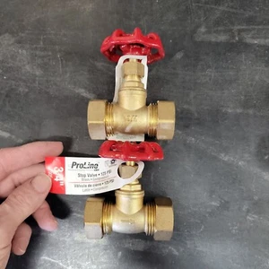 (2) Válvulas de parada de latón ProLine 105-514NL 3/4 pulgadas Válvulas de compresión 125 PSI NUEVAS - Imagen 1 de 6