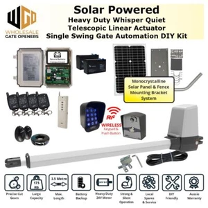 Full Solar Powered Single Swing Farm Gate Opener Automatic Motor Remote Control - Picture 1 of 12