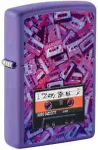 Zippo 48521, 80's Cassette Tape Design, Purple Matte Finish Lighter - Picture 1 of 3