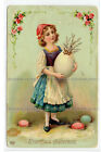 Russia Postcard Easter Hristos Voskrese Smiling Girl, Egg, Pussy-Willow (333)