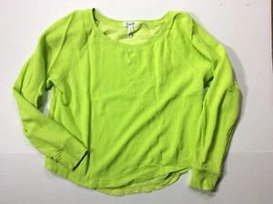 Women’s/ Junior Aeropostale Large Crop Pullover Sweater Neon Green Sheer Back - Picture 1 of 3