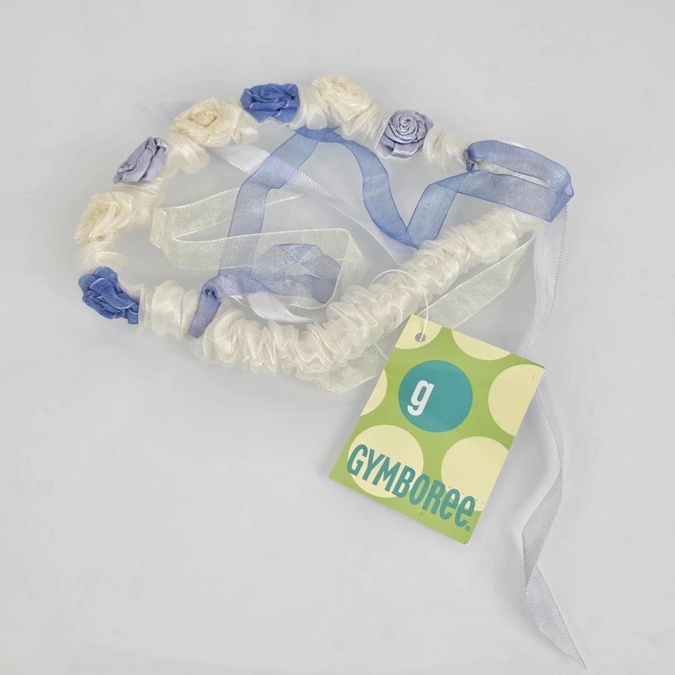 Diadema vintage Gymboree azul blanco con volantes tiara bebé cabello princesa rosetas Foto 1 de 3