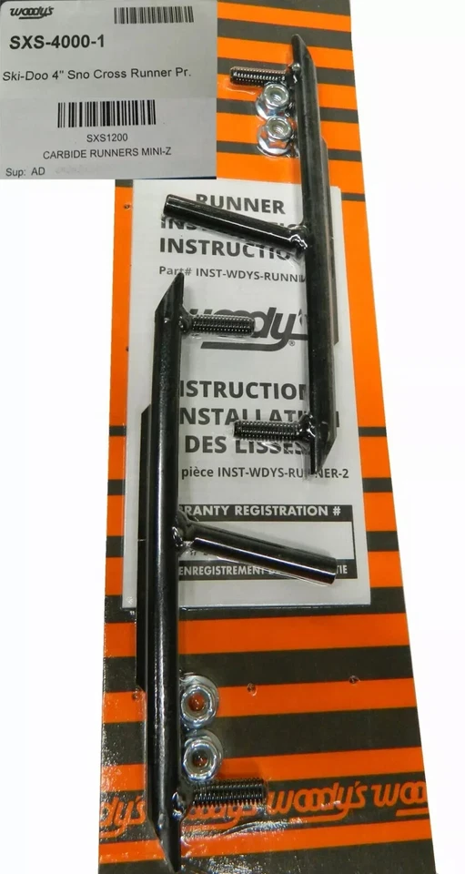 WOODY'S SKI-DOO MINI Z SNO-CROSS ТВЕРДОСПЛАВНЫЙ 4» ИЗНОС БАРЫ БЕГУНОВ SKAGS SXS1200 - Изображение 1 из 1