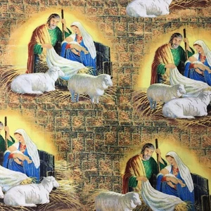 CHRISTMAS Birth of Jesus Bethlehem Mary Religious Sewing Quilting Fabric FQ New - Picture 1 of 7