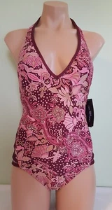 Carmen Marc Valvo plum floral one piece swimsuit size 8 - Picture 1 of 4