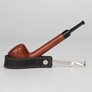 3-in-1 Leather Tobacco Pipe Stand Holder with Smoking Pipes Reamer cleaner Tool