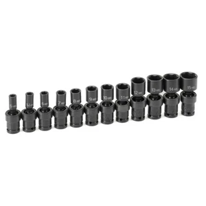 Grey Pneumatic 1/4" Surface Drive Metric Standard Universal Impact Socket Set  - Picture 1 of 1