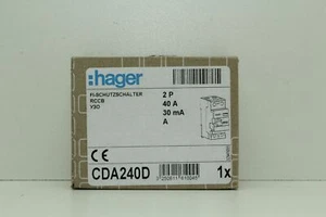 Interruptor de protección de línea Hager CDA240D 2P 40A 30mA "Nuevo y embalaje original" - Imagen 1 de 2