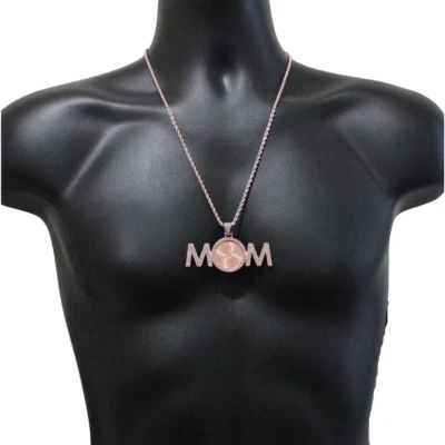 Foto de mamá circonita cúbica colgante + collar de acero inoxidable chapado en oro de 24" Foto 1 de 3