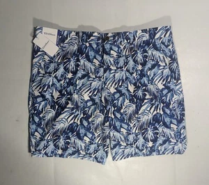 Clearance- Size 40 R&Y Caribbean Chino Shorts 8"I Lyocell Blend Blue Floral - Picture 1 of 9