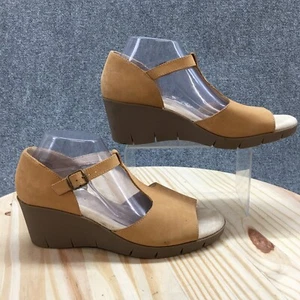Cliffs by White Mountain Sandals Womens 11 M Parisia Wedge Brown Leather T-Strap - Picture 1 of 23