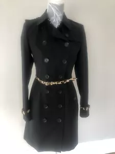Burberry Prorsum RARE black trench coat Mac size UK 8 USA 6 IT 40 Leopard belt - Picture 1 of 12