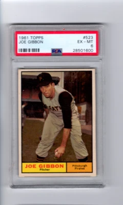 1961 Topps Joe Gibbon Pittsburgh Pirates #523 High ⭐️💥🎯 PSA grado 6 Foto 1 de 2