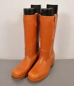 Men's VTG 70s NOS Caramel Brown Tall Campus Boots 6.5 D 1970s Square Toe - Picture 1 of 10