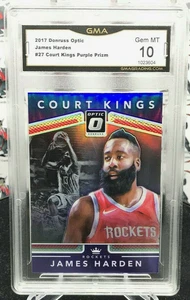 2017 Donruss Optic JAMES HARDEN GEM MINT PURPLE PRIZM COURT KING #27 F8 - Picture 1 of 3