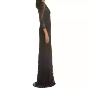 Marchesa Notte Size 10 Floral Printed Lace Embroidered Black Gown $895 - Picture 1 of 7