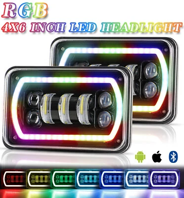 Combo de faros LED de haz DRL alto/bajo anillo RGB de 4x6 pulgadas para Chevrolet Monte Carlo Foto 1 de 4