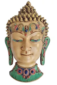 Buddha Mask 12" Wall hanging Art Sculpture Painting & Carving mask Religious - Picture 1 of 4