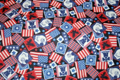 LIBERTY BELL AND OTHER AMERICAN SYMBOLS - 100% COTTON FABRIC Foto 1 de 3