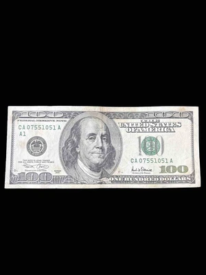 $100 Bill 2001 Series – Circulated Federal Reserve Note – Benjamin Franklin - Image 1 of 2