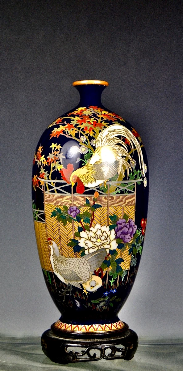 多色景泰蓝日本古董花瓶| eBay