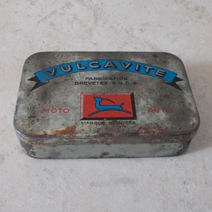 Vintage bicycle repair kit VULCAVITE advertising metal box France antique grey - Picture 1 of 7
