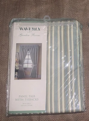 Новый Waverly сад комнаты Grn полоски занавески PR панели галстук 84 «T ** 2 доступны ** - Изображение 1 из 4