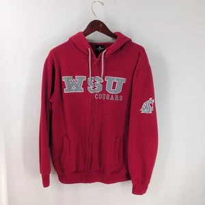 Vtg 90s Washington State Cougars Colosseum Mens Red Hoodie Sweatshirt Full Zip L - Picture 1 of 10
