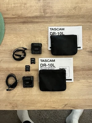2x TASCAM DR-10 L Ansteckmikrofone / Lavalier-Mic inkl. Tasche und SD-Karte - Bild 1 von 4