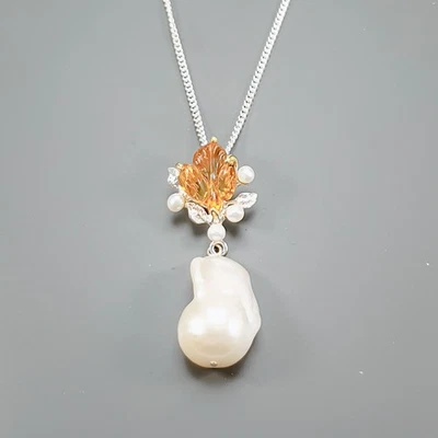 Jewellery Natural Baroque Pearl Necklace 925 Sterling Silver 18"/N27023 - Image 1 of 4