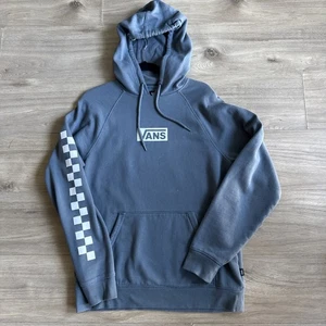 Vans Hoodie Mens Medium Gray Versa Checkerboard Sleeve Pullover Skate Sweatshirt - Picture 1 of 6