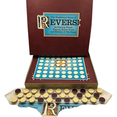 Vintage Reversi Board Game 1970s Complete 64 Pieces Retro Strategy Instructions - Image 1 of 4