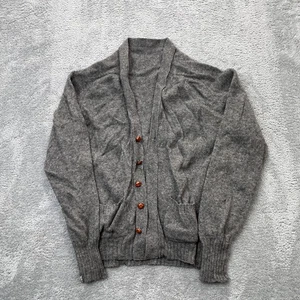 Vintage Wollpullover Herren Extra Large Grau Cardigan Strick Knopfleiste Academia - Bild 1 von 8