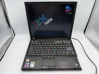 IBM ThinkPad T43 винтажный ноутбук Pentium M без жесткого диска | застрял на логотипе IBM! как есть - Изображение 1 из 4