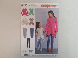 Simplicity Schnittmuster - Kinder & Mädchen Strick Tuniken & Leggings (3-6) #8430 - ungeschnitten - Bild 1 von 6