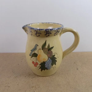 1990 Nancy Anderson Yellow Ware Art Pottery Fruit Creamer or Small Pitcher 4.75" - Picture 1 of 4