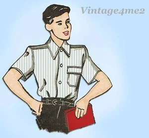 1940s Vintage Butterick Sewing Pattern 3852 Uncut WWII Little Boys Shirt Size 8 - Picture 1 of 6