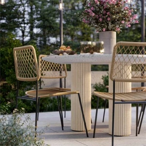 Pemberly Row Terrazzo Concrete Indoor / Outdoor Dining Table - Picture 1 of 8
