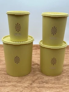 Vintage Tupperware Kanister Set Servier verschachtelt goldene Ernte gelb Sonnenschliff - Bild 1 von 9