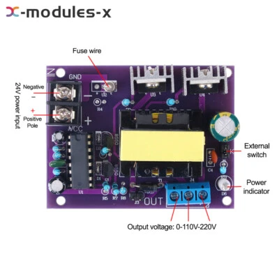 100W DC24V to AC110V220V Power Inverter Step Up Booster Power Supply Transformer - Image 1 of 4