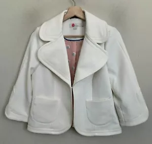 Boden Jacket White Collared 3/4 Sleeve Hook Eye Close Stretch Lined Size 6 NEW - Picture 1 of 9