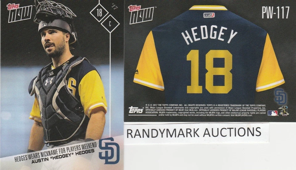 Austin Hedges HEDGEY PADRES TOPPS NOW PLAYERS WEEKEND NICKNAMES PW-117 SP 52 - Image 1 of 1
