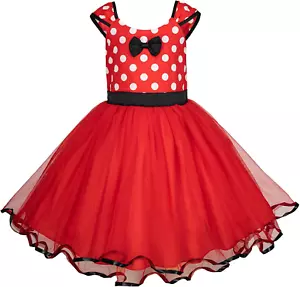 Girls Mini Mouse Princess Halloween Cosplay Dress for Summer, Polka Dots Fancy D - Picture 1 of 14