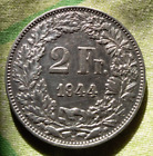 1944 Suisse 2 Francs - B - Monnaie Argent